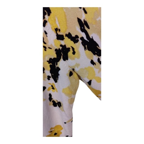 Charter Club Cardigan Sweater Black/yellow Floral Women's Large waist length - Picture 2 of 12